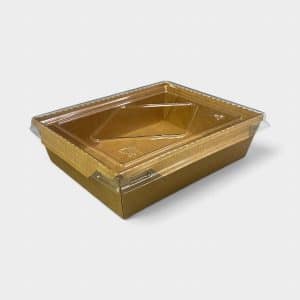 Χάρτινο Κουτί Φαγητού Kraft Καφέ Με Πλαστικό Καπάκι 50τμχ