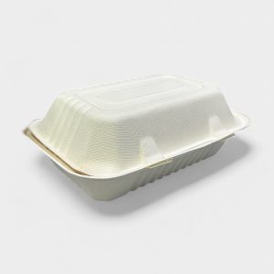 Βιοδιασπώμενο Σκεύος Από Ζαχαροκάλαμο Με Ενσωματωμένο Καπάκι Για Μερίδα 50τμχ