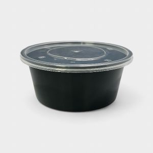 Σκεύος Μικροκυμάτων Μαύρο Στρογγυλό 750ml Με Καπάκι Set 50τμχ