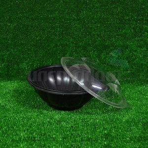 Πλαστικό μαύρο δοχείο σαλάτας 1000cc με Set καπάκι