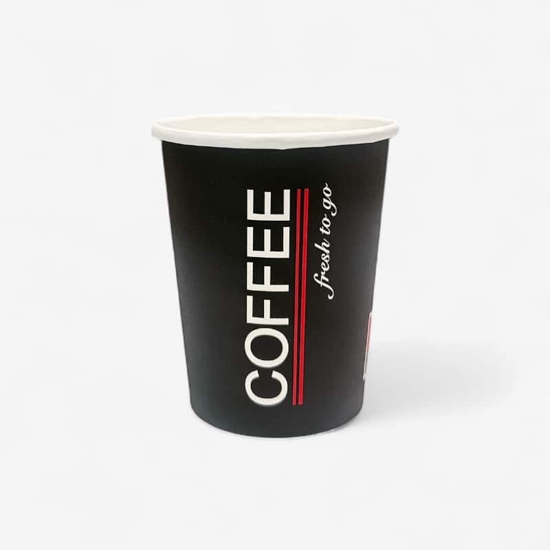 Ποτήρι Χάρτινο 8oz Μονότοιχο Μαυρό με Σχέδιο (Coffee Fresh) 50τμχ