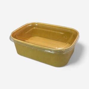 Χάρτινο Μπολ Οβάλ Kraft Καφέ 750ml Με Πλαστικό Καπάκι 50τμχ