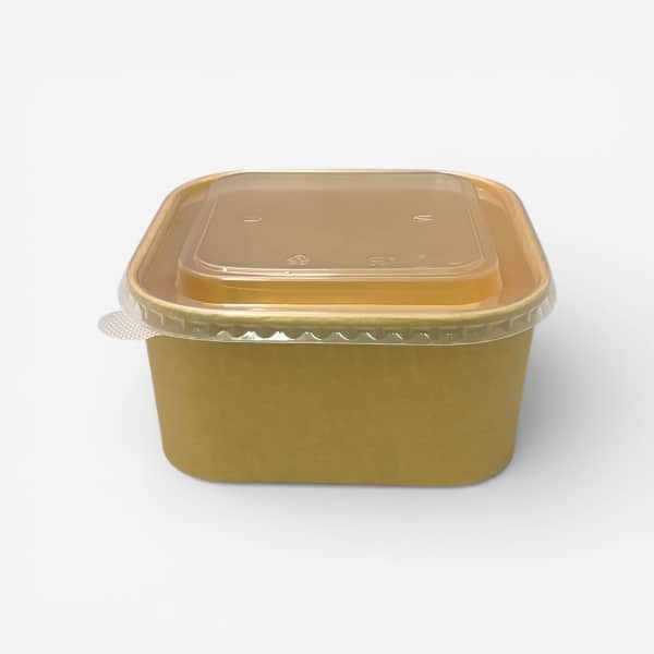 Χάρτινο Μπολ Σαλάτας Kraft Καφέ Τετράγωνο 1400cc - 50τμχ - Image 3