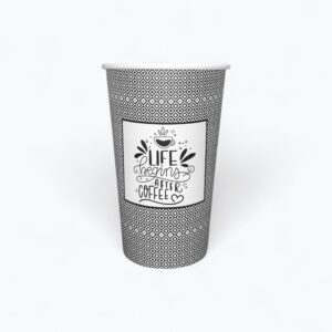 Ποτήρι Χάρτινο 16oz Μονότοιχο (Life begins after coffee) 50τμχ