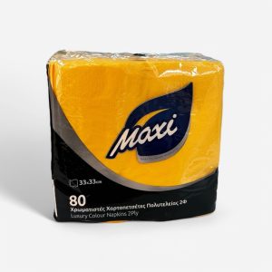 Χαρτοπετσέτα Εστιατορίου Πολυτελείας 33x33 Κίτρινη 80 Φύλλα