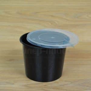 Σκεύος μικροκυμάτων μαύρο στρογγυλό 560ml με καπάκι set