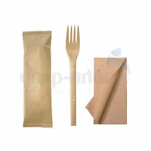 Βιοδιασπώμενο Κουβέρ - Πιρούνι - Χαρτοπετσέτα Συσκευασμένο